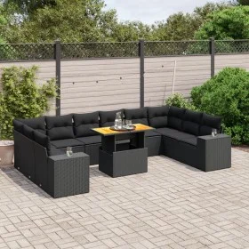 Set de sofás de jardín 11 pzas y cojines ratán sintético negro de , Conjuntos de jardín - Ref: Foro24-3272805, Precio: 799,62...