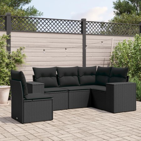 Set de muebles de jardín 5 pzas y cojines ratán sintético negro de , Conjuntos de jardín - Ref: Foro24-3254902, Precio: 368,6...