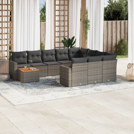 Set de sofás de jardín 11 pzas y cojines ratán sintético gris de , Conjuntos de jardín - Ref: Foro24-3256641, Precio: 629,24 ...