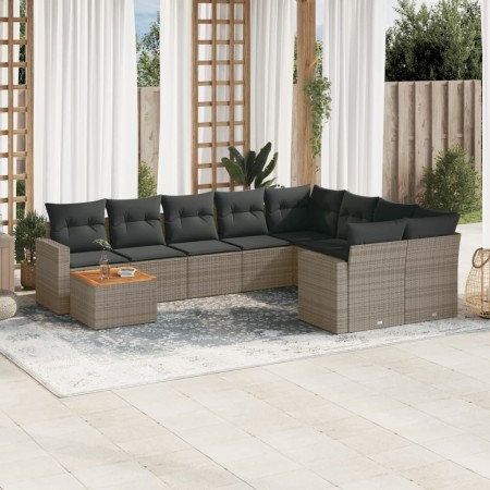 Set de sofás de jardín 10 pzas con cojines ratán sintético gris de , Conjuntos de jardín - Ref: Foro24-3256620, Precio: 616,2...