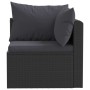 Set muebles de jardín 5 piezas y cojines ratán sintético negro de vidaXL, Sofás modulares de exterior - Ref: Foro24-46554, Pr...