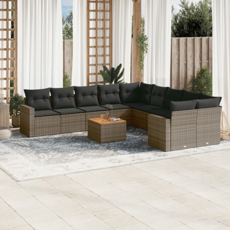 Set de sofás de jardín 11 pzas y cojines ratán sintético gris de , Conjuntos de jardín - Ref: Foro24-3256648, Precio: 629,24 ...