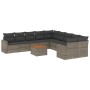 Set de sofás de jardín 11 pzas y cojines ratán sintético gris de , Conjuntos de jardín - Ref: Foro24-3256648, Precio: 629,24 ...