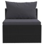 Set muebles de jardín 5 piezas y cojines ratán sintético negro de vidaXL, Sofás modulares de exterior - Ref: Foro24-46554, Pr...