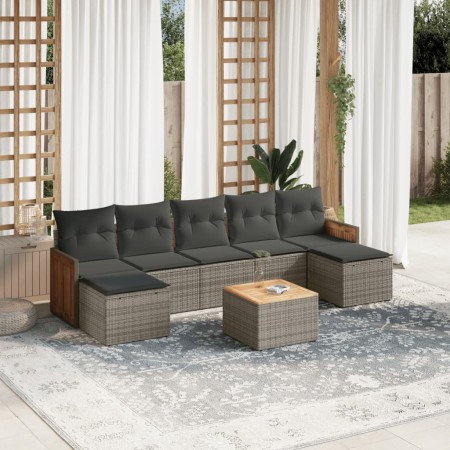 Set de sofás de jardín 8 pzas y cojines ratán sintético gris de , Conjuntos de jardín - Ref: Foro24-3227922, Precio: 419,25 €...
