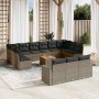 Set de sofás de jardín 14 pzas con cojines ratán sintético gris de , Conjuntos de jardín - Ref: Foro24-3256697, Precio: 828,9...