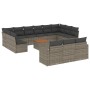 Set de sofás de jardín 14 pzas con cojines ratán sintético gris de , Conjuntos de jardín - Ref: Foro24-3256697, Precio: 828,9...