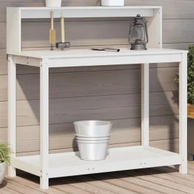 Mesa plantación con estantes madera pino blanco 108x50x109,5 cm de , Soportes para macetas - Ref: Foro24-832413, Precio: 89,1...