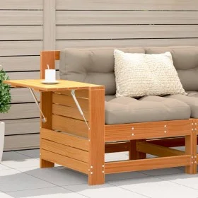 Sofá jardín con reposabrazos y cojín madera pino marrón cera de , Sofás de exterior - Ref: Foro24-844916, Precio: 99,29 €, De...