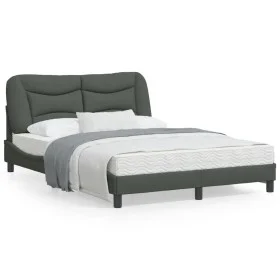 Estructura de cama con luces LED tela gris oscuro 140x200 cm de , Camas y somieres - Ref: Foro24-3213705, Precio: 219,84 €, D...