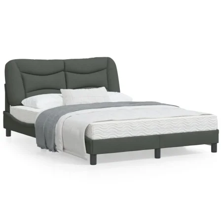 Estructura de cama con luces LED tela gris oscuro 140x200 cm de , Camas y somieres - Ref: Foro24-3213705, Precio: 219,84 €, D...