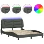 Estructura de cama con luces LED tela gris oscuro 140x200 cm de , Camas y somieres - Ref: Foro24-3213705, Precio: 219,84 €, D...