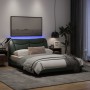 Estructura de cama con luces LED tela gris oscuro 140x200 cm de , Camas y somieres - Ref: Foro24-3213705, Precio: 208,88 €, D...