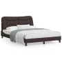 Estructura de cama con luces LED tela marrón oscuro 140x200 cm de , Camas y somieres - Ref: Foro24-3213707, Precio: 223,62 €,...