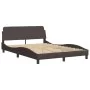 Estructura de cama con luces LED tela marrón oscuro 140x200 cm de , Camas y somieres - Ref: Foro24-3213707, Precio: 223,62 €,...
