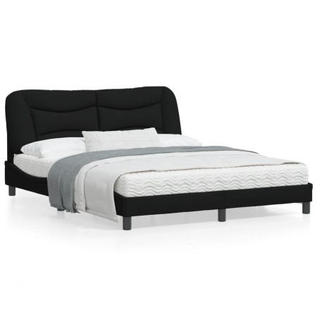 Estructura de cama con luces LED tela negro 160x200 cm de , Camas y somieres - Ref: Foro24-3213713, Precio: 274,40 €, Descuen...