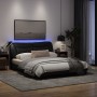 Estructura de cama con luces LED tela negro 160x200 cm de , Camas y somieres - Ref: Foro24-3213713, Precio: 274,40 €, Descuen...