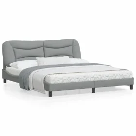 Estructura de cama con luces LED tela gris claro 180x200 cm de , Camas y somieres - Ref: Foro24-3213718, Precio: 245,48 €, De...