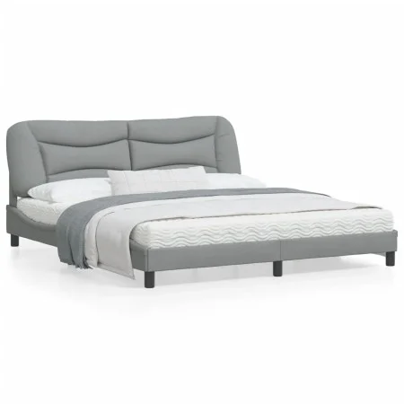 Estructura de cama con luces LED tela gris claro 180x200 cm de , Camas y somieres - Ref: Foro24-3213718, Precio: 245,48 €, De...