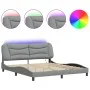 Estructura de cama con luces LED tela gris claro 180x200 cm de , Camas y somieres - Ref: Foro24-3213718, Precio: 245,48 €, De...