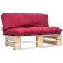 Sofá de jardín de palets con cojines rojos madera de pino de , Sofás de exterior - Ref: Foro24-277478, Precio: 128,54 €, Desc...