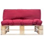 Sofá de jardín de palets con cojines rojos madera de pino de , Sofás de exterior - Ref: Foro24-277478, Precio: 128,54 €, Desc...