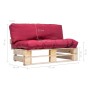 Sofá de jardín de palets con cojines rojos madera de pino de , Sofás de exterior - Ref: Foro24-277478, Precio: 128,54 €, Desc...