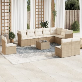 Set de sofás de jardín 11pzas con cojines ratán sintético beige en Conjuntos de jardín | Comprar online en Foru.es