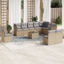 Set de sofás de jardín 11pzas con cojines ratán sintético beige en Conjuntos de jardín | Comprar online en Foru.es