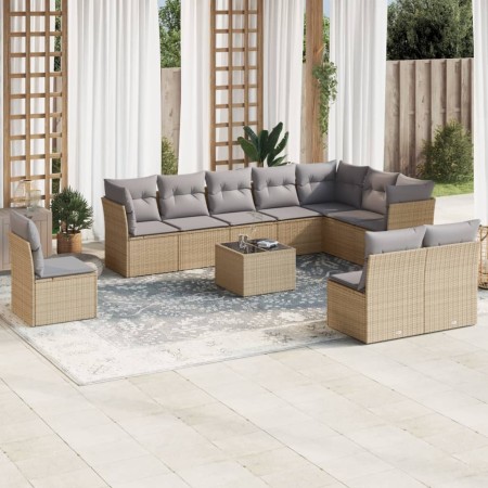 Set de sofás de jardín 11pzas con cojines ratán sintético beige en Conjuntos de jardín | Comprar online en Foru.es