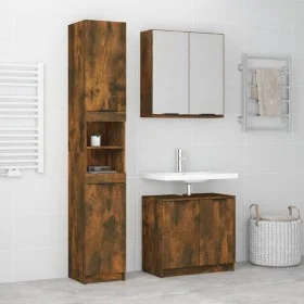 Set de muebles baño 3 pzas madera contrachapada roble ahumado de , Muebles de baño - Ref: Foro24-3115881, Precio: 180,06 €, D...