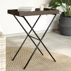 Mesa con bandeja plegable ratán sintético marrón 65x40x75 cm de , Mesas de jardín - Ref: Foro24-365128, Precio: 47,13 €, Desc...