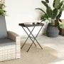 Mesa con bandeja plegable ratán sintético marrón 65x40x75 cm de , Mesas de jardín - Ref: Foro24-365128, Precio: 47,13 €, Desc...