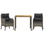 Set comedor de jardín 3 piezas con cojines ratán sintético gris de , Conjuntos de jardín - Ref: Foro24-3211872, Precio: 345,4...
