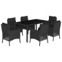 Set de comedor de jardín 7 pzas y cojines ratán sintético negro de , Conjuntos de jardín - Ref: Foro24-3211851, Precio: 777,1...