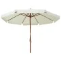 Sombrilla de jardín con palo de madera blanco arena 330 cm de vidaXL, Sombrillas - Ref: Foro24-47212, Precio: 187,33 €, Descu...