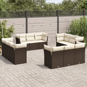 Set de sofás de jardín y cojines 12 pzas ratán sintético marrón de , Conjuntos de jardín - Ref: Foro24-3249172, Precio: 931,6...