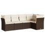 Set comedor de jardín 5 piezas y cojines ratán sintético marrón de , Conjuntos de jardín - Ref: Foro24-3249442, Precio: 362,4...