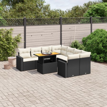 Set de sofás de jardín 8 piezas y cojines ratán sintético negro de , Conjuntos de jardín - Ref: Foro24-3271238, Precio: 539,9...