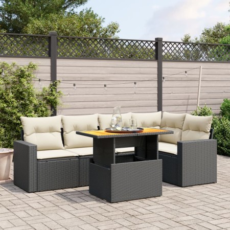 Set de sofás de jardín 6 piezas y cojines ratán sintético negro de , Conjuntos de jardín - Ref: Foro24-3271301, Precio: 397,6...