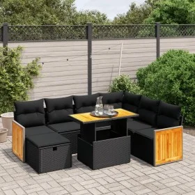 Set de sofás de jardín 8 piezas y cojines ratán sintético negro de , Conjuntos de jardín - Ref: Foro24-3276261, Precio: 545,0...