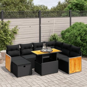 Set de sofás de jardín 8 piezas y cojines ratán sintético negro de , Conjuntos de jardín - Ref: Foro24-3276261, Precio: 532,9...