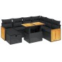Set de sofás de jardín 8 piezas y cojines ratán sintético negro de , Conjuntos de jardín - Ref: Foro24-3276261, Precio: 532,9...