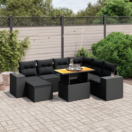 Set de sofás de jardín 8 piezas y cojines ratán sintético negro de , Conjuntos de jardín - Ref: Foro24-3275939, Precio: 575,4...