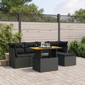 Set de sofás de jardín 6 piezas y cojines ratán sintético negro de , Conjuntos de jardín - Ref: Foro24-3270803, Precio: 381,2...