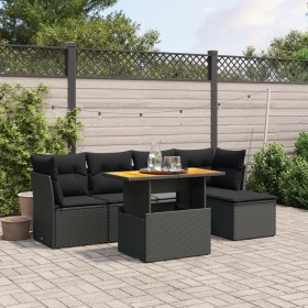 Set de sofás de jardín 6 piezas y cojines ratán sintético negro de , Conjuntos de jardín - Ref: Foro24-3270803, Precio: 381,5...