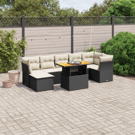 Set de sofás de jardín 8 piezas y cojines ratán sintético negro de , Conjuntos de jardín - Ref: Foro24-3270944, Precio: 461,2...