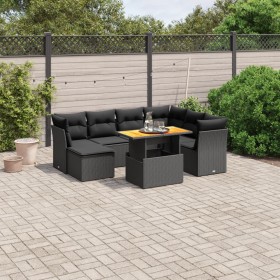 Set de sofás de jardín 8 piezas y cojines ratán sintético negro de , Conjuntos de jardín - Ref: Foro24-3270950, Precio: 519,9...