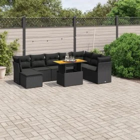 Set de sofás de jardín 8 piezas y cojines ratán sintético negro de , Conjuntos de jardín - Ref: Foro24-3270971, Precio: 589,1...