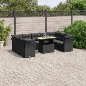 Set de sofás de jardín 10 pzas cojines ratán sintético negro de , Conjuntos de jardín - Ref: Foro24-3270992, Precio: 655,08 €...